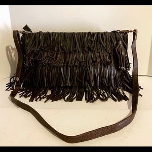 Zara brown leather crossbody handbag
